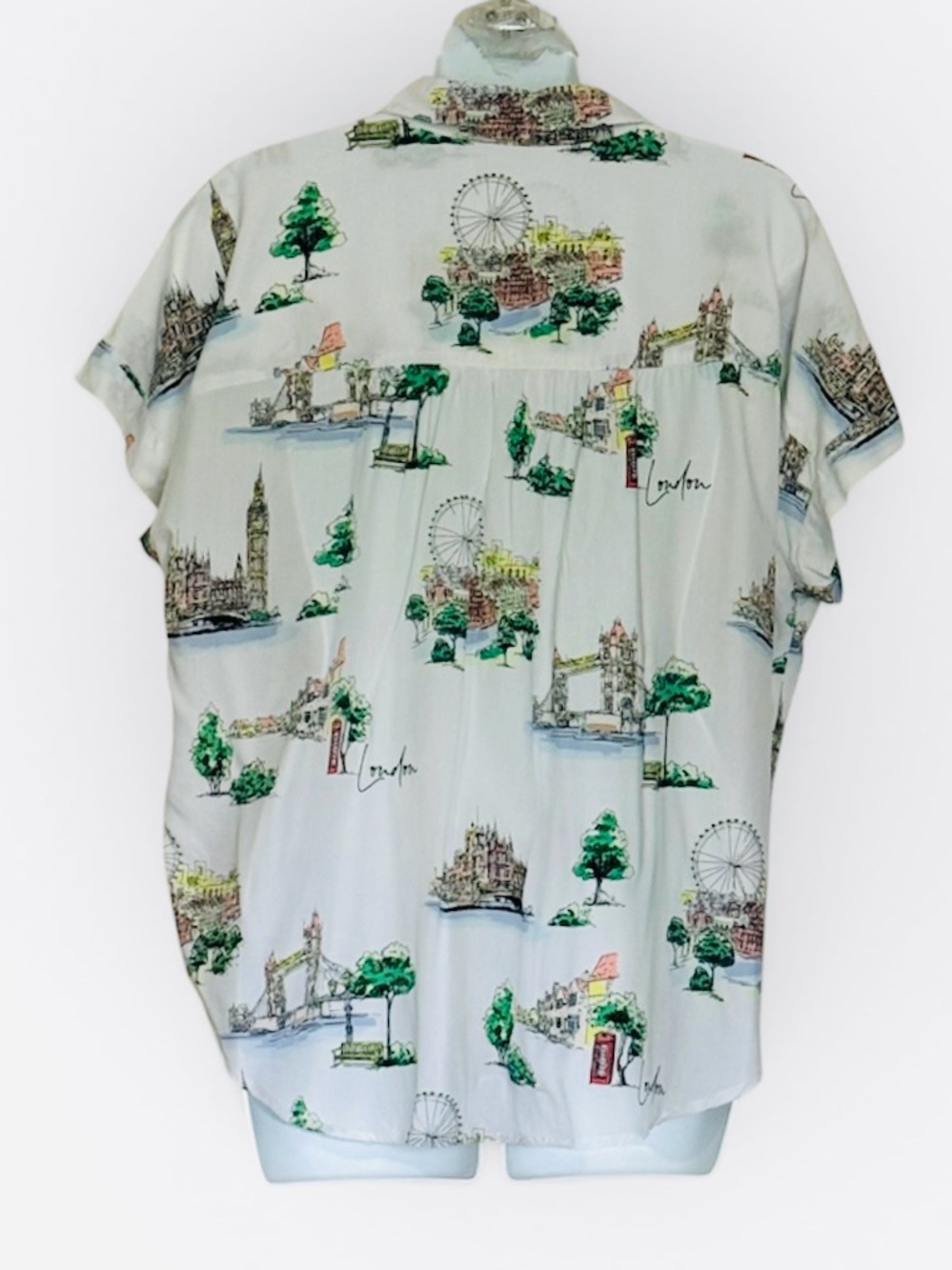 Jane + Delancey London Landmarks Toile Cityscape Graphic Boxy Shirt Size Large - Picture 3 of 6